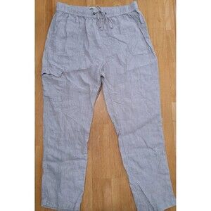 Rachel Zoe Pants Cargo Style Linen Gray Stone Drawstring Loose Fit Cropped Sz M